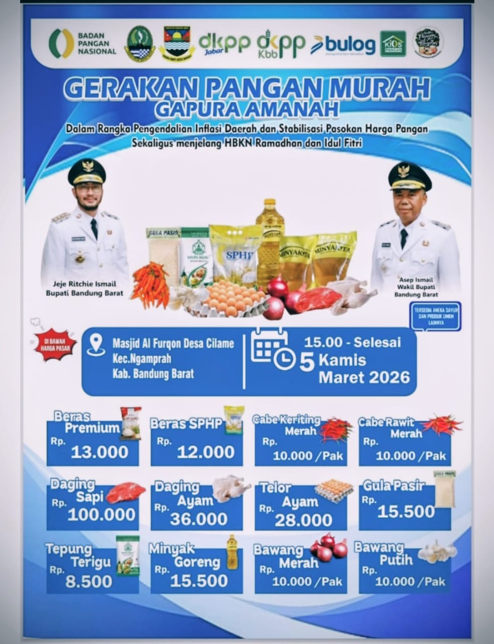 DKPP Bandung Barat Gelar Pangan Murah Saat Safari Ramadhan, Antusiasme Warga Tinggi